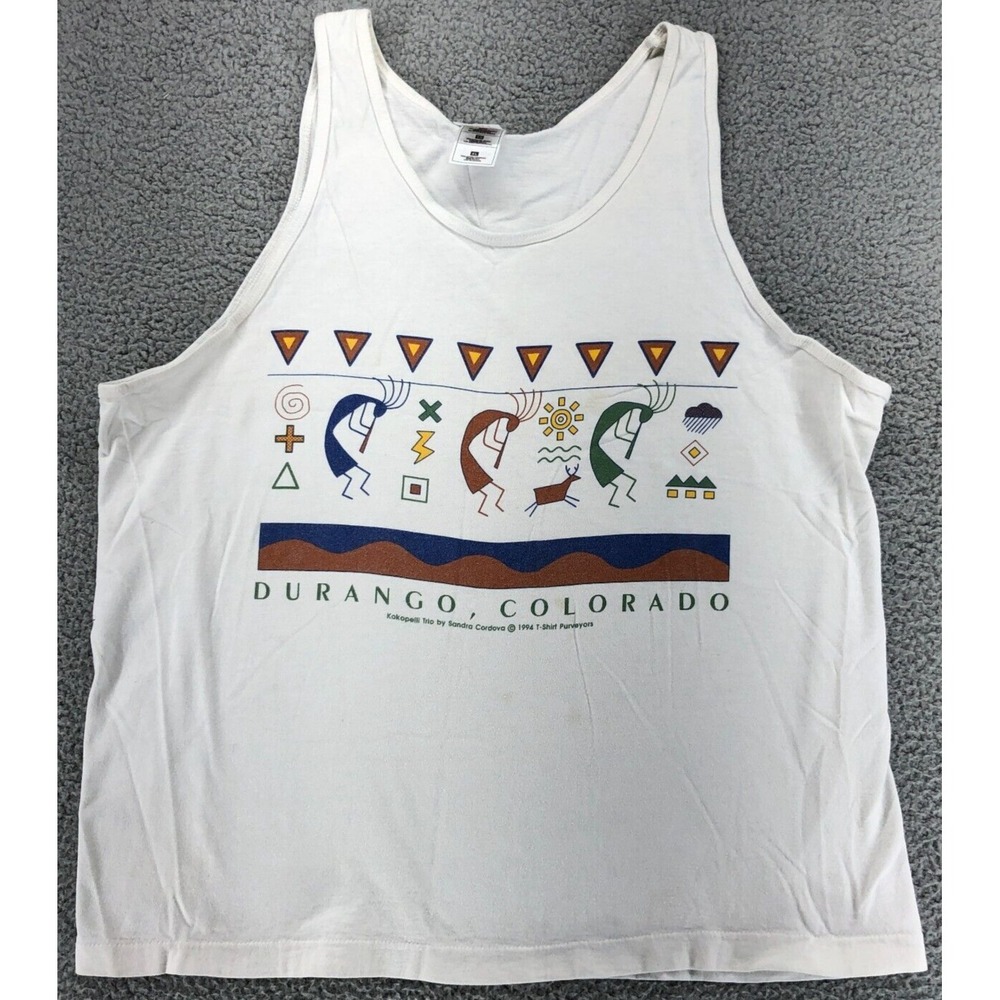 Vintage 1994 Durango Colorado Aztec Tank Top Men's XL USA Fruit of the Loom